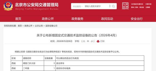 北京新增1459個“電子警察”，位置、查處類別公佈