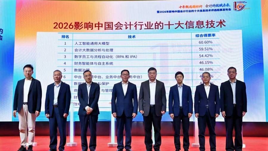 2026年影響中國會計行業的十大資訊科技評選揭曉！智慧體技術強勢崛起